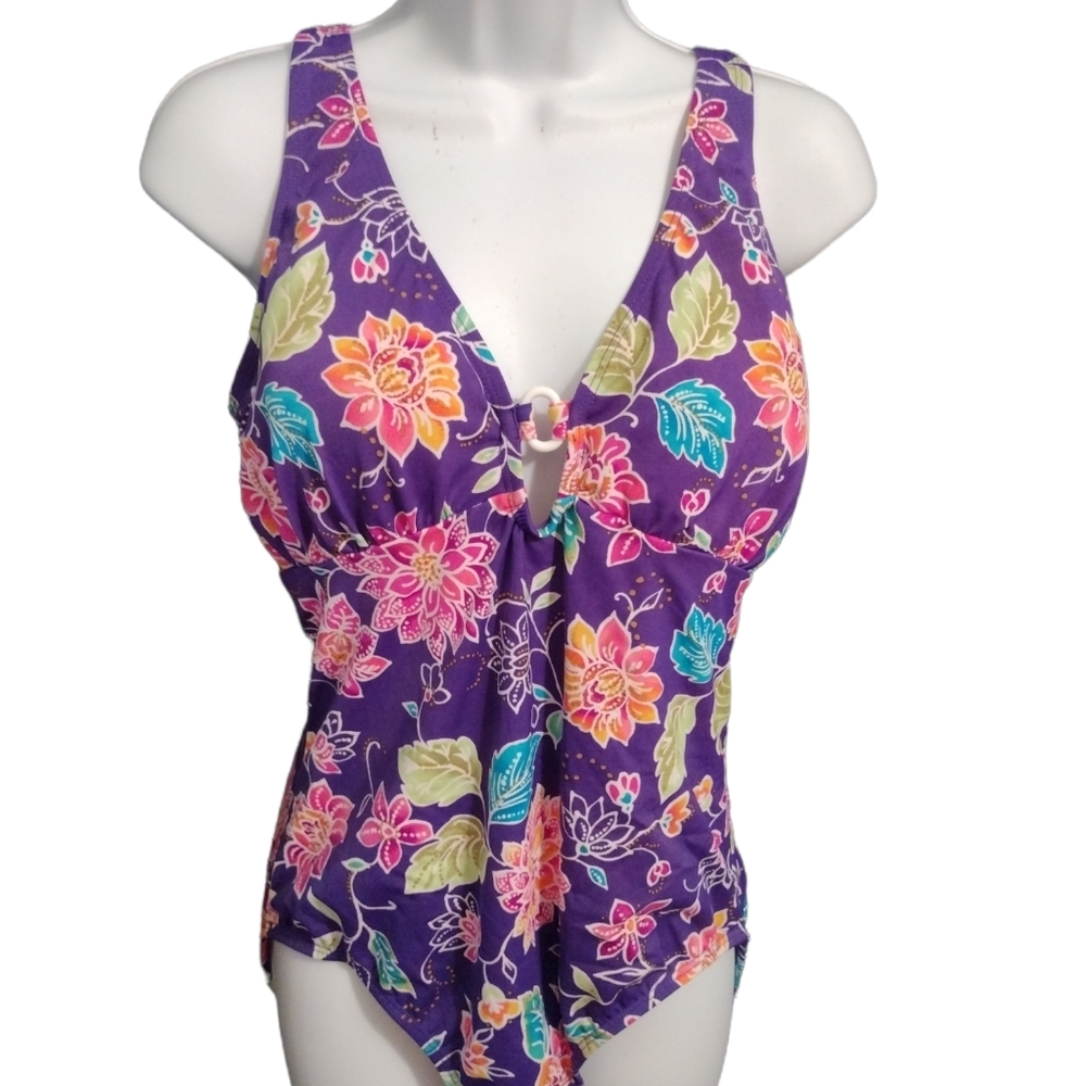 NWOT Islander One Piece Floral Print  Multi Colored Swimsuit
